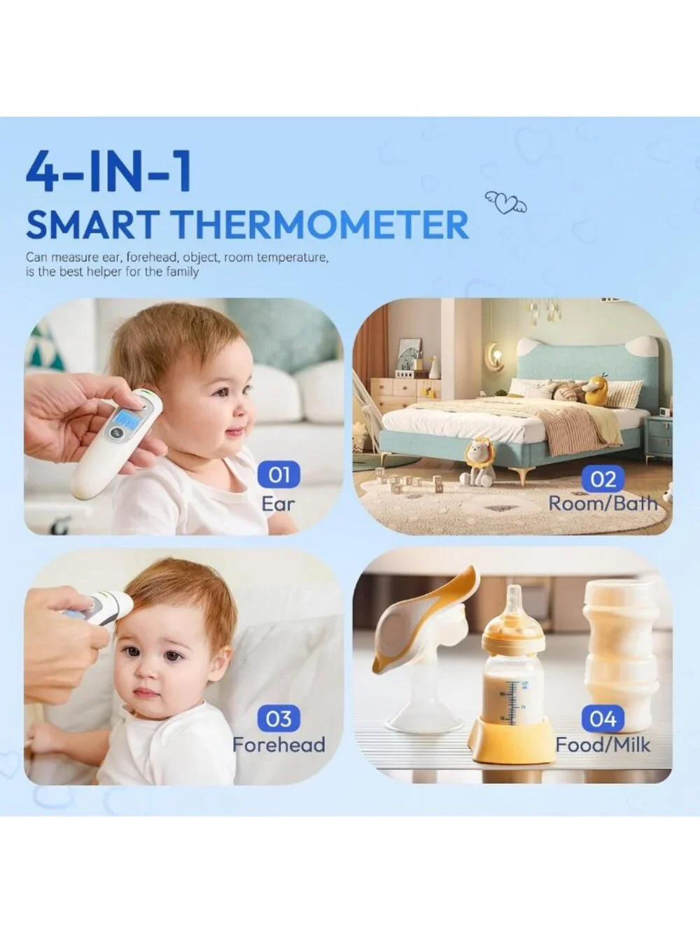 Accurate Ear & Forehead Thermometer for Adults/Kids | Fast 1s Read, Fever Alarm